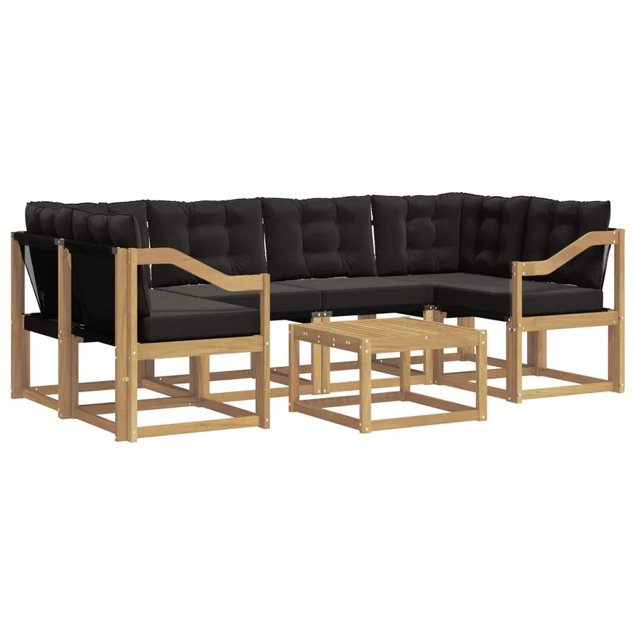 Ensemble de canapés d'extérieur 7 pcs Blanc et noir - 2