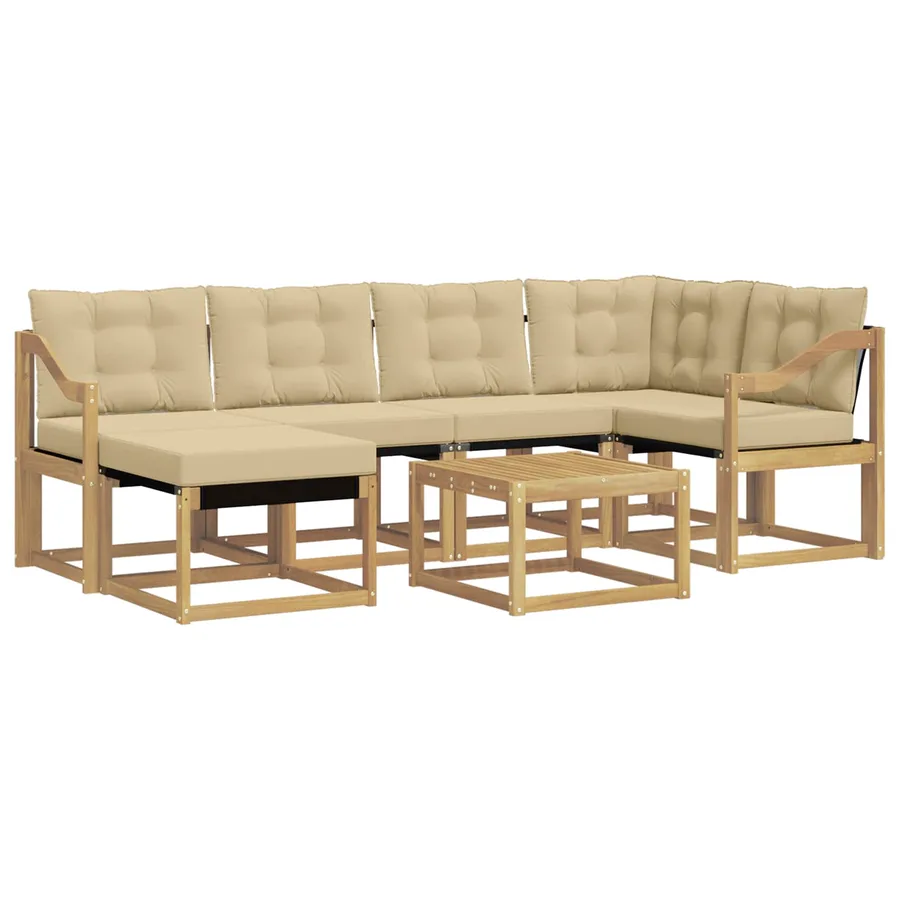 Ensemble de canapés d'extérieur 7 pcs Blanc et Beige - 2
