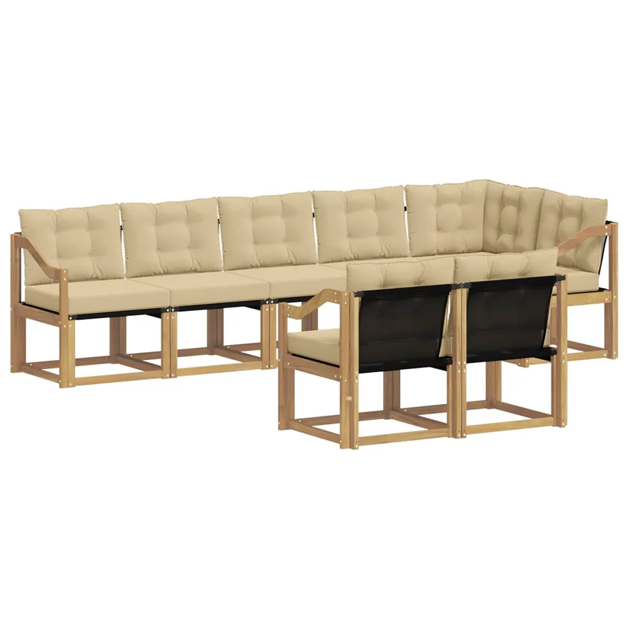 Ensemble de canapés d'extérieur 8 pcs Blanc et Beige - 2
