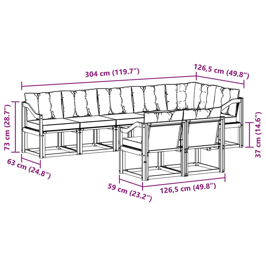 Ensemble de canapés d'extérieur 8 pcs Blanc et Beige - 9