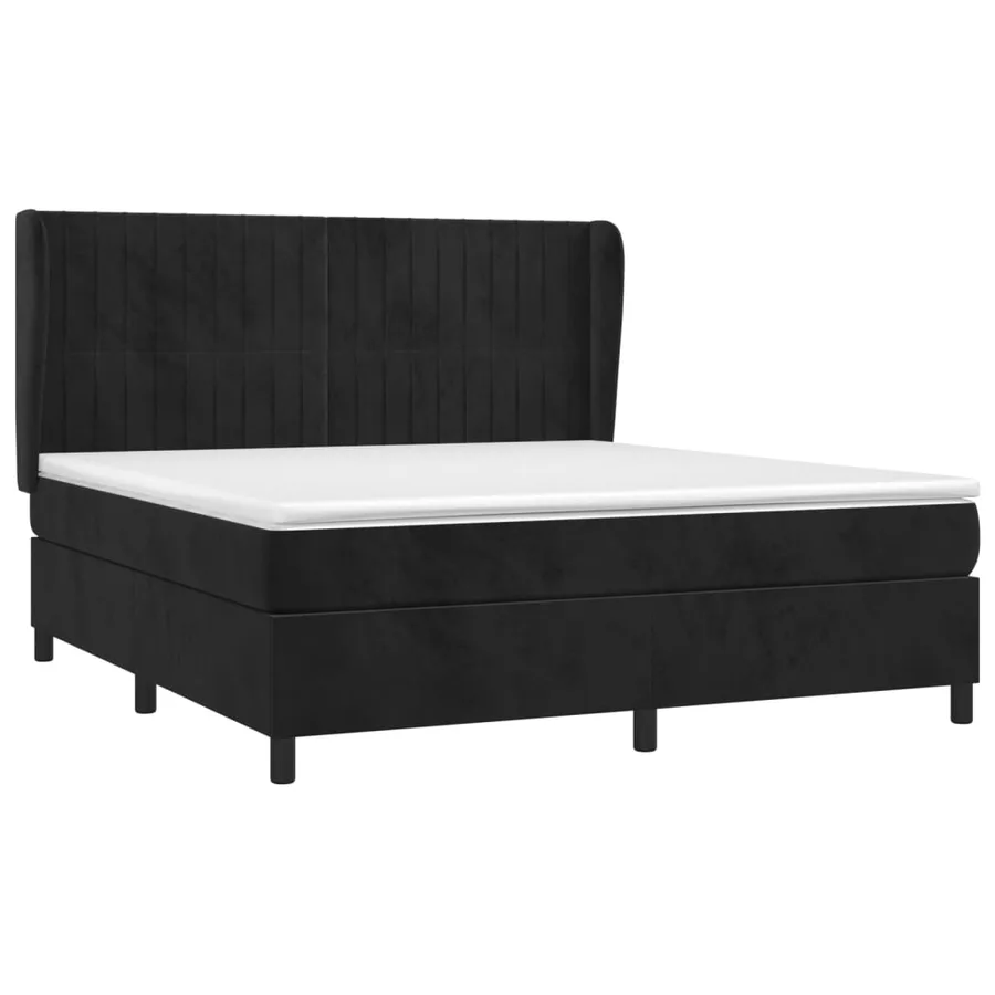 Sommier à lattes de lit avec matelas Noir 180x200 cm Velours - 3