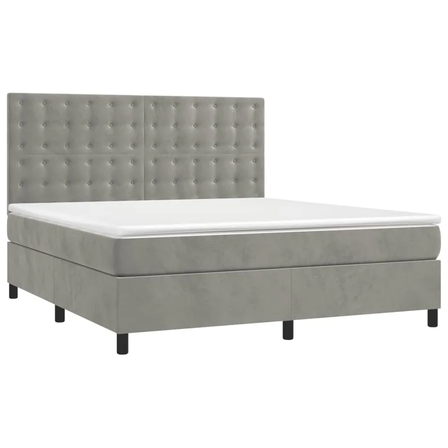 Sommier à lattes de lit matelas et LED Gris clair 160x200 cm - 3