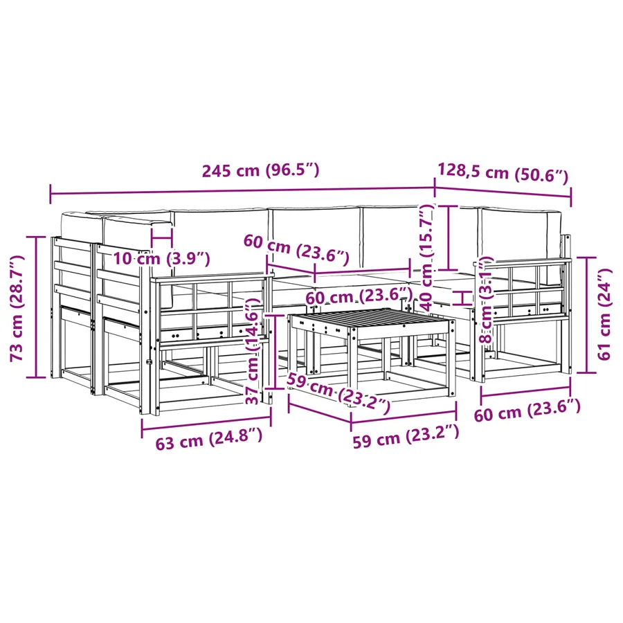 Ensemble de canapés d'extérieur 7 pcs Blanc et anthracite - 7
