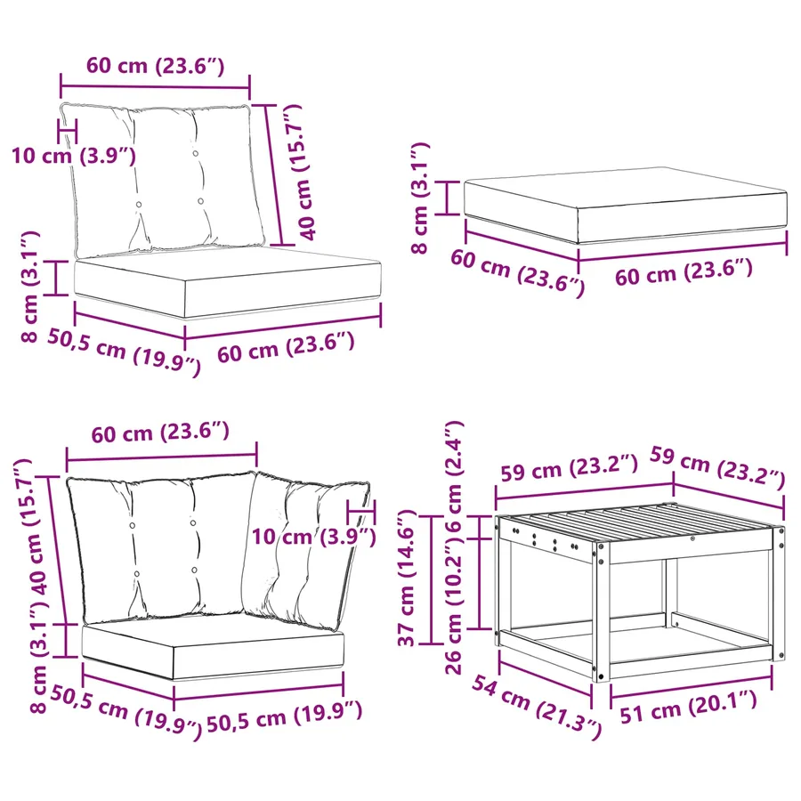 Ensemble de canapés d'extérieur 8 pcs Blanc et gris clair - 14