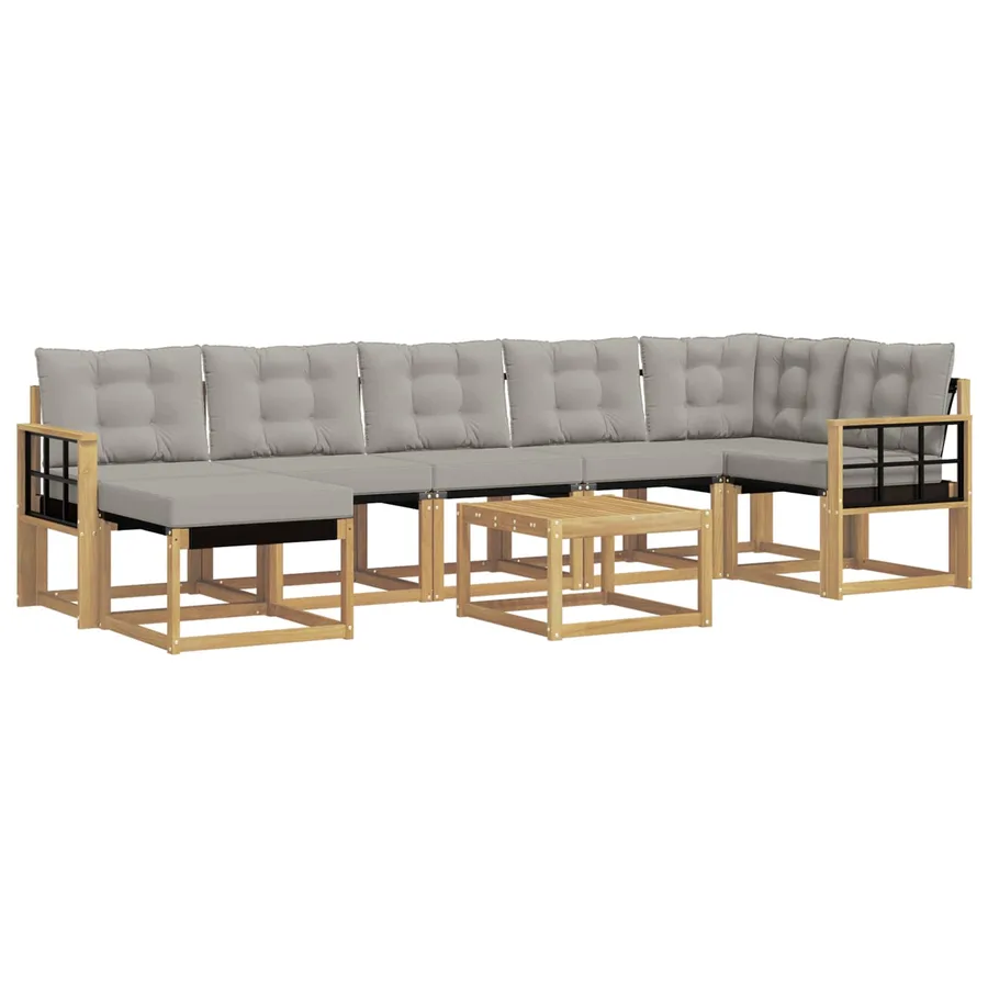 Ensemble de canapés d'extérieur 8 pcs Blanc et gris clair - 2