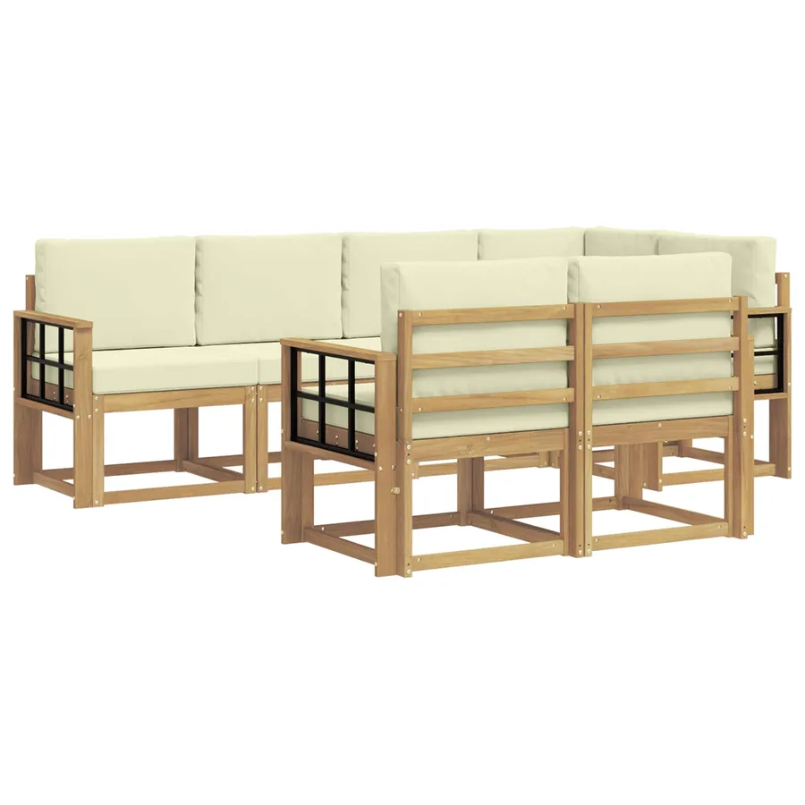 Ensemble de canapés d'extérieur 7 pcs Blanc et crème Polyester - 2