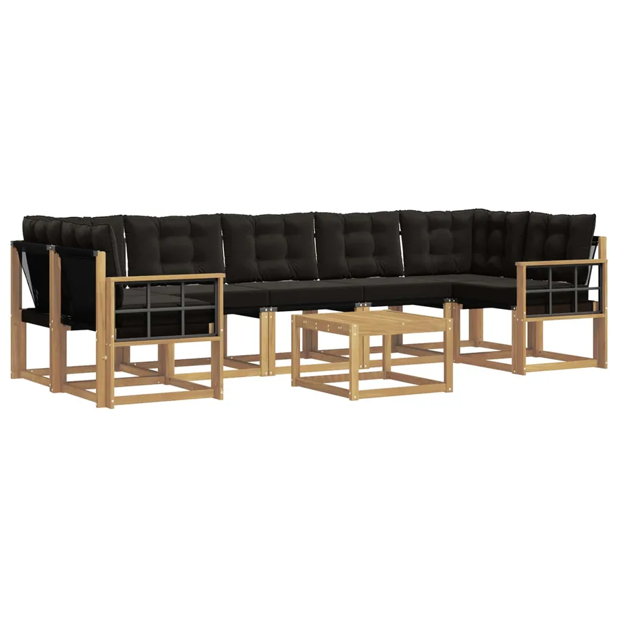 Ensemble de canapés d'extérieur 8 pcs Blanc et noir - 2
