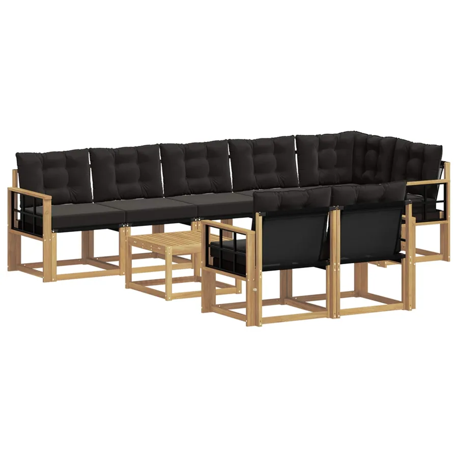 Ensemble de canapés d'extérieur 9 pcs Blanc et noir - 2