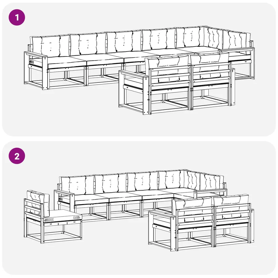 Ensemble de canapés d'extérieur 6 pc Blanc et gris clair - 7