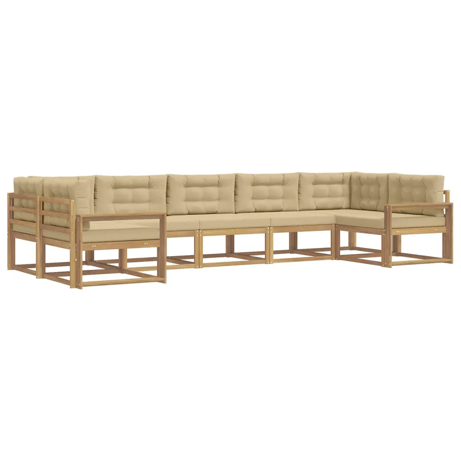 Ensemble de canapés d'extérieur 7 pcs Blanc et Beige - 2