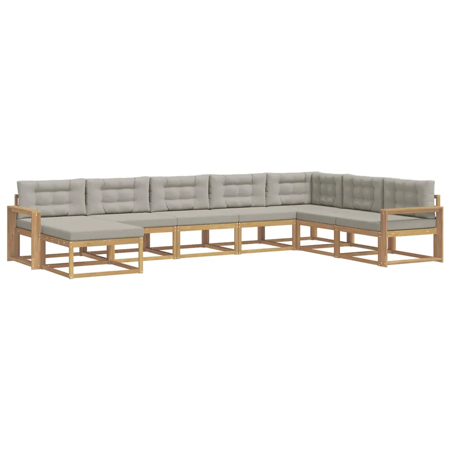 Ensemble de canapés d'extérieur 8 pcs Blanc et gris clair - 2