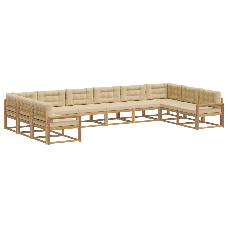 Ensemble de canapés d'extérieur 10 pcs Blanc et Beige - 2