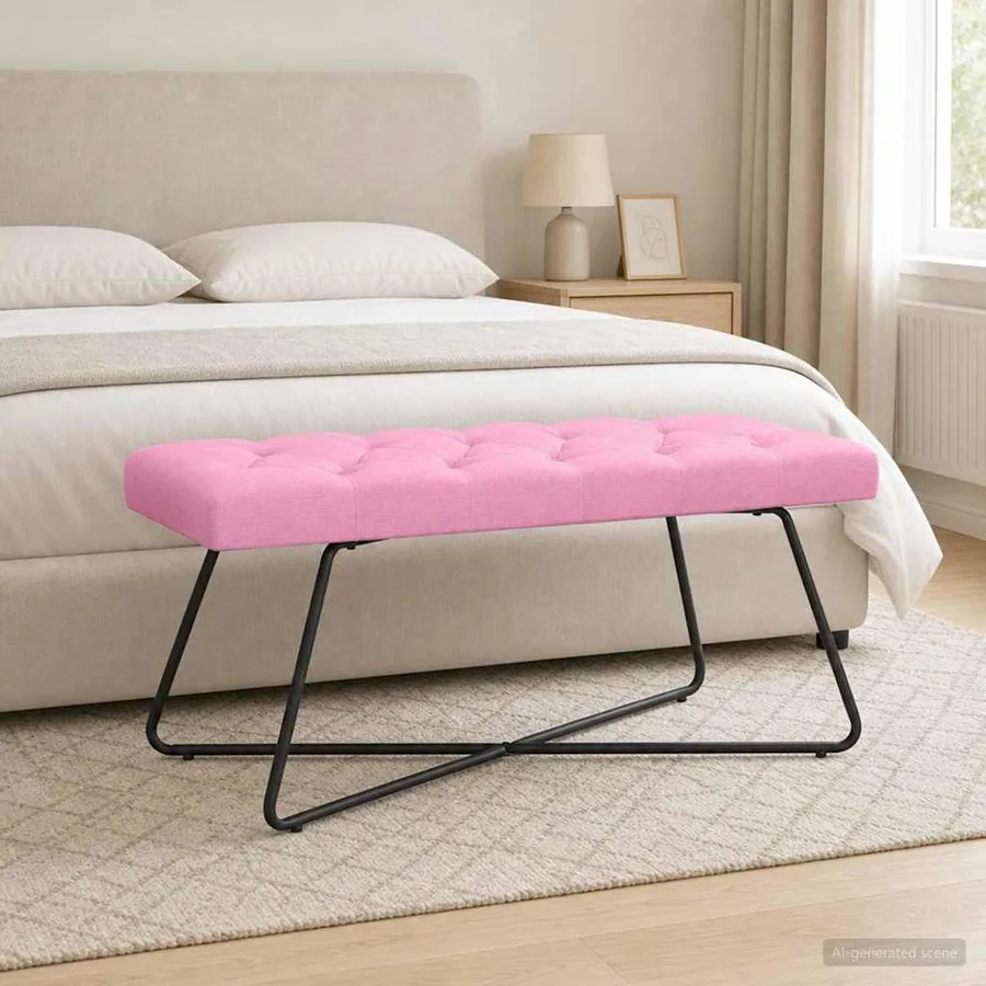 Banc avec capitonnage bouton Rose 110 x 40 x 46 cm Tissu - 4