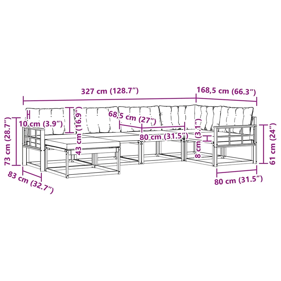 Ensemble de canapés d'extérieur 6 pcs Blanc et crème - 8