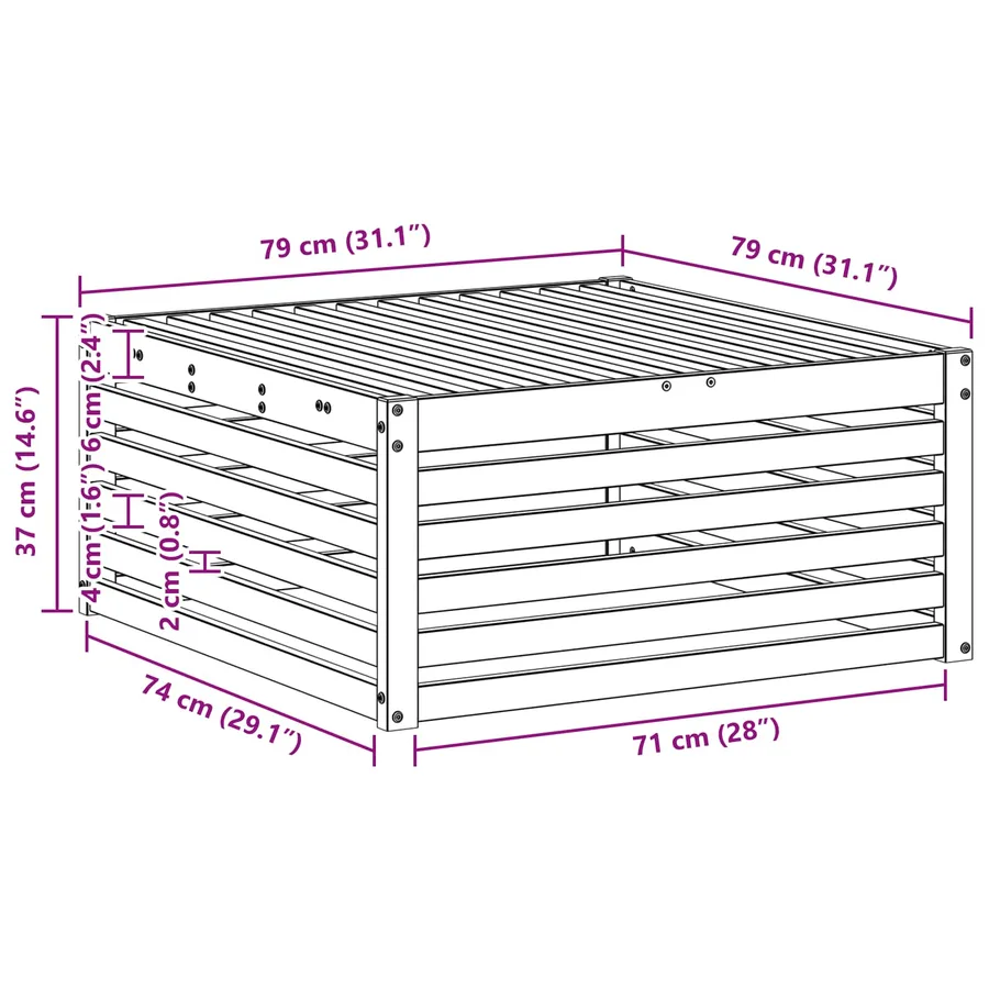 Pouf d'Extérieur Bois d'Acacia Massif Blanc 79 x 79 x 37 cm - 6