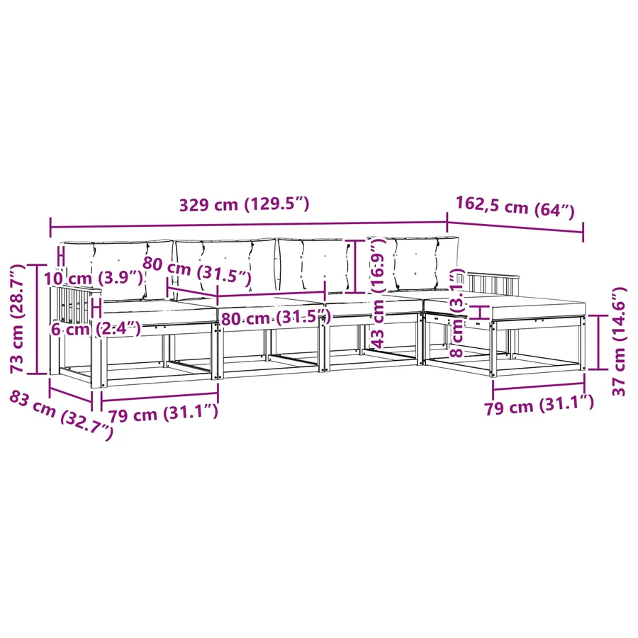 Ensemble de canapés d'extérieur 4 pcs Blanc et crème Polyester - 6