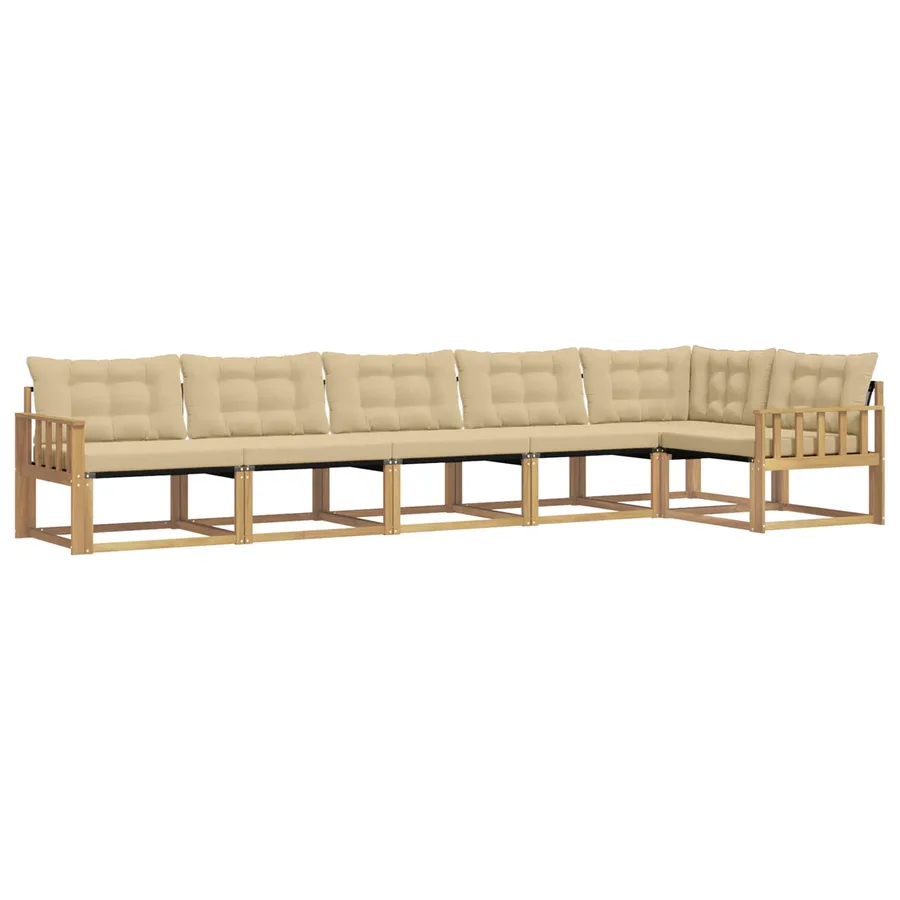 Ensemble de canapés d'extérieur 6 pcs Blanc et Beige - 2