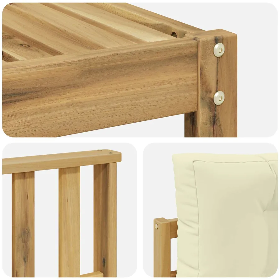 Ensemble de canapés d'extérieur 5 pcs Blanc et crème Polyester - 6