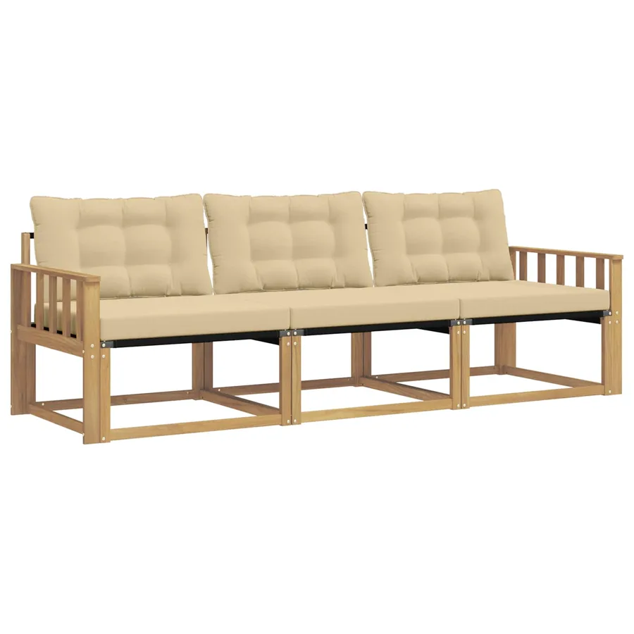 Ensemble de canapés d'extérieur 3 pcs Blanc et Beige - 2