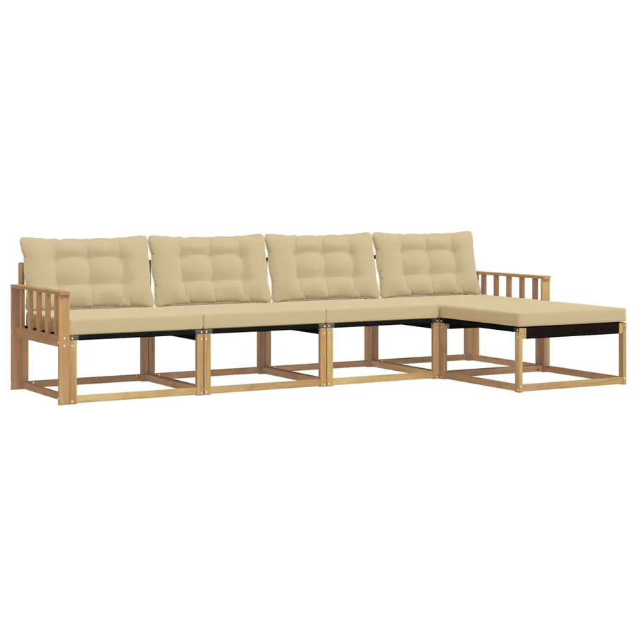Ensemble de canapés d'extérieur 5 pcs Blanc et Beige - 2