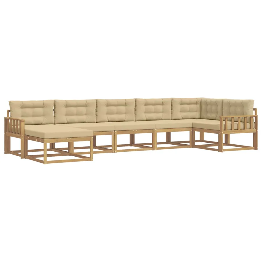 Ensemble de canapés d'extérieur 7 pcs Blanc et Beige - 2