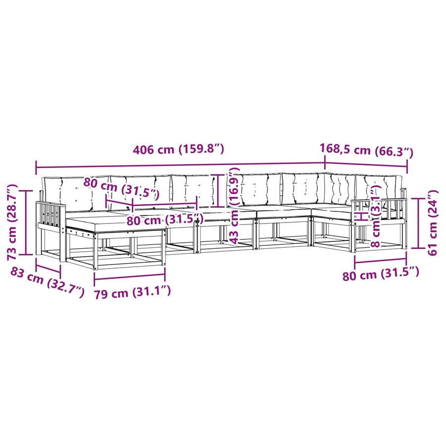 Ensemble de canapés d'extérieur 7 pcs Blanc et Beige - 8