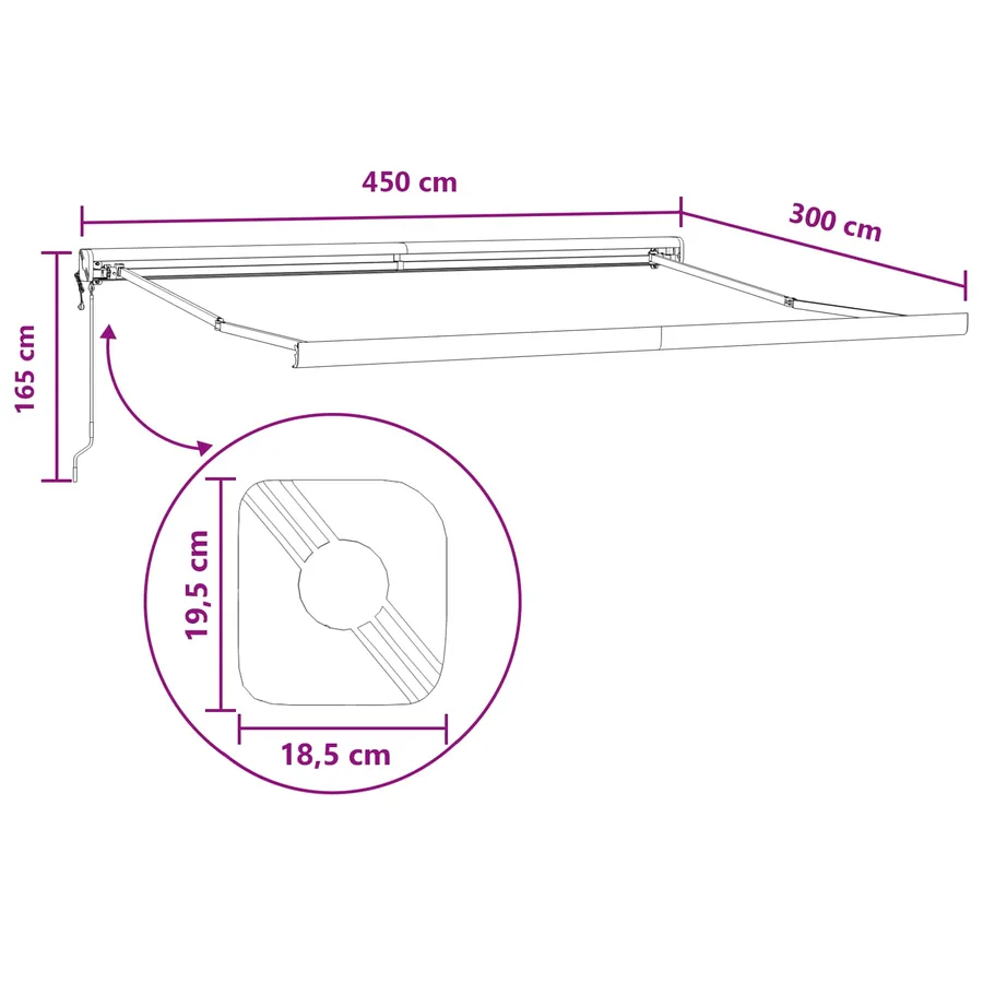 Auvent rétractable Gris clair et blanc 450 × 300 cm - 8