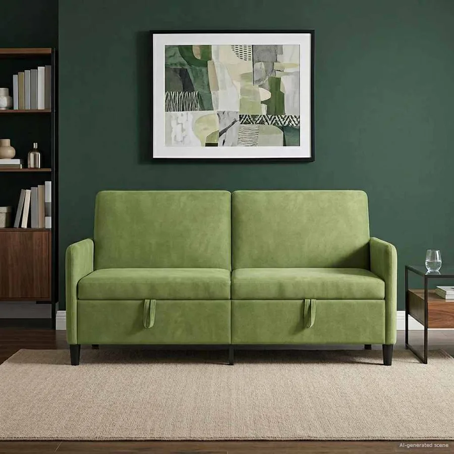 Sofa avec rangement Vert clair 172 x 78 x 87 cm Polyester - 3