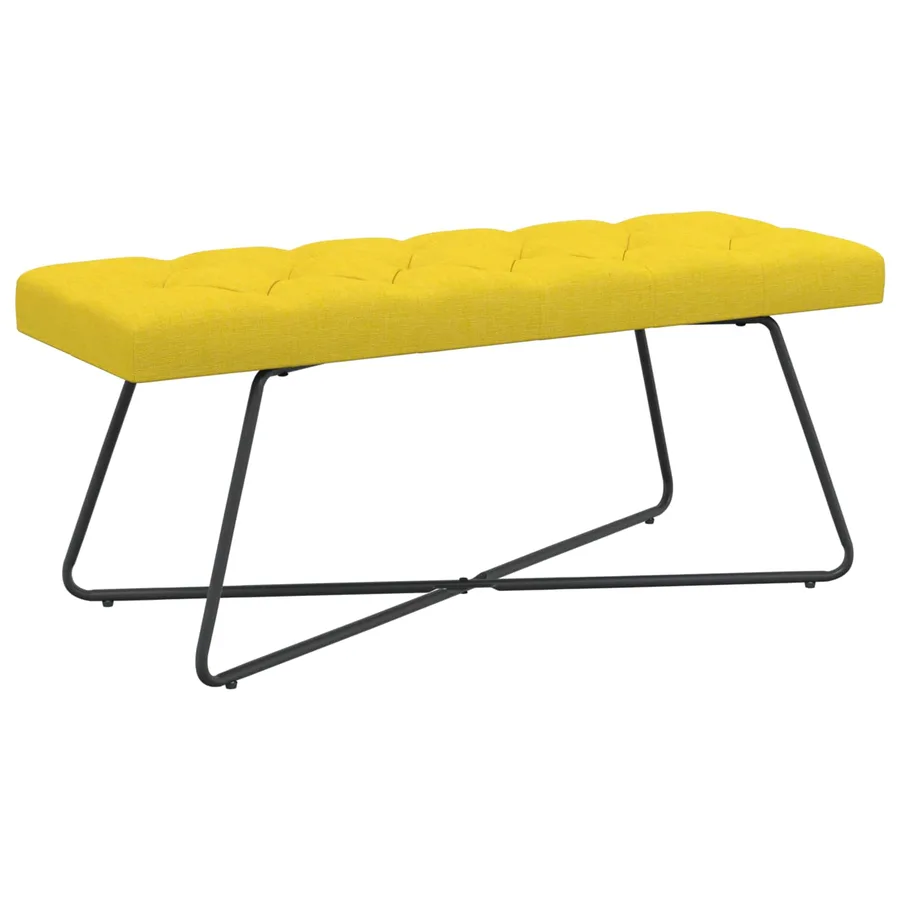 Banc avec capitonnage bouton Jaune clair 110 x 40 x 46 cm Tissu - 2