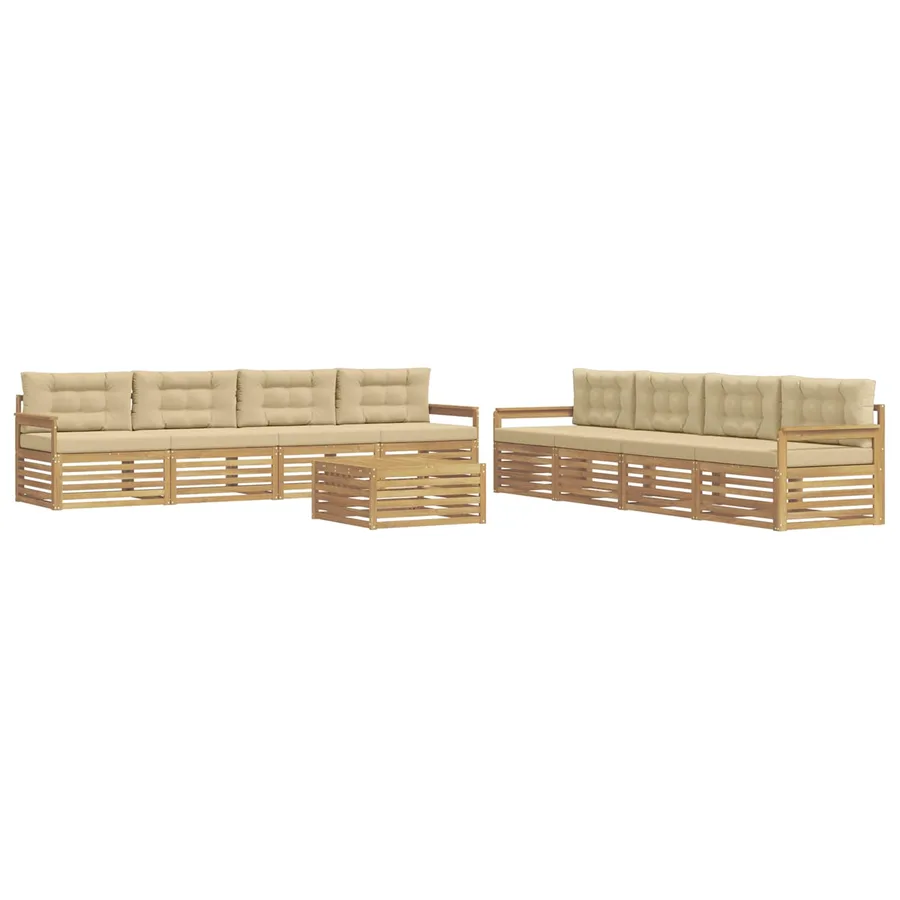 Ensemble de canapés d'extérieur 9 pc Blanc et Beige Polyester - 2