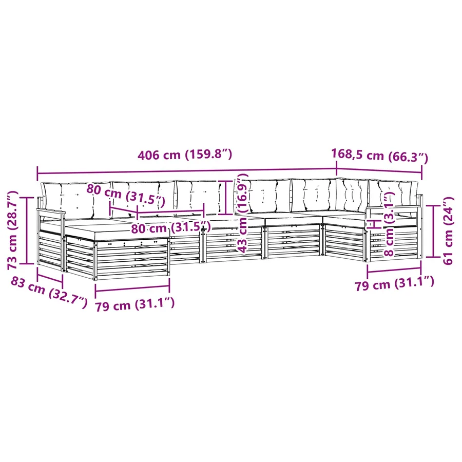 Ensemble de canapés d'extérieur 7 pc Blanc et anthracite - 8
