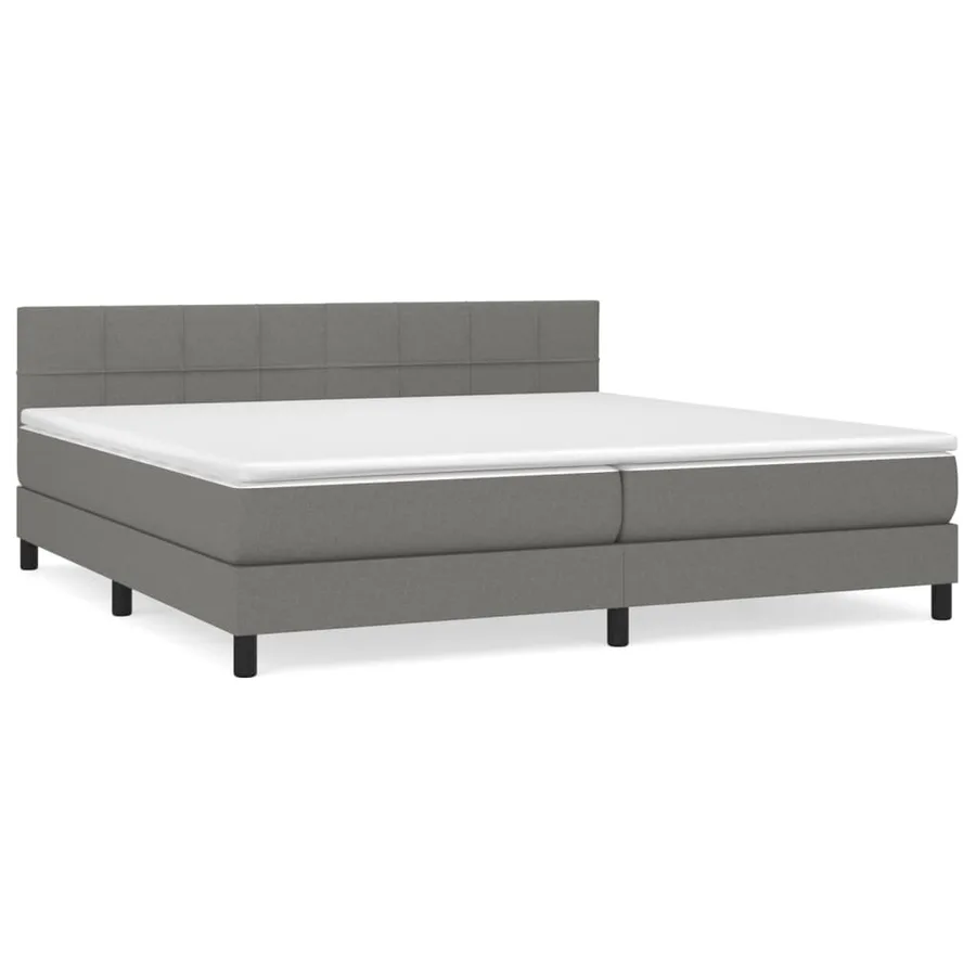 Sommier à lattes de lit avec matelas Gris foncé 200x200cm Tissu - 2