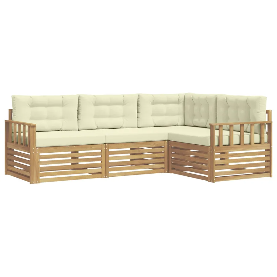 Ensemble de canapés d'extérieur 5 pc Blanc et crème Polyester - 2
