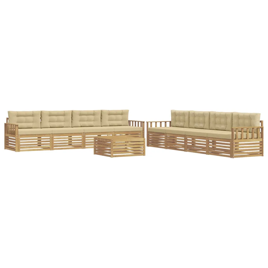 Ensemble de canapés d'extérieur 9 pc Blanc et Beige Polyester - 2