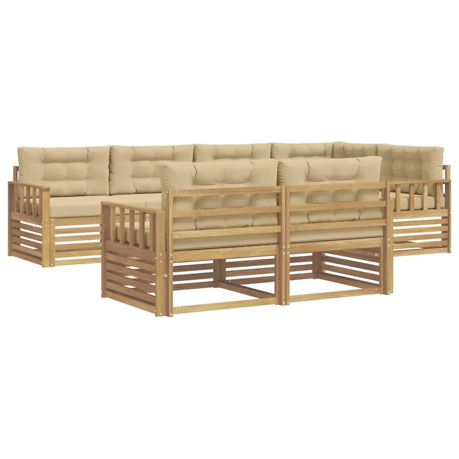 Ensemble de canapés d'extérieur 7 pc Blanc et Beige Polyester - 2