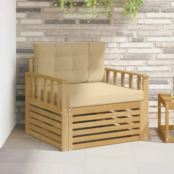 Canapé d’extérieur Polyester Blanc et beige