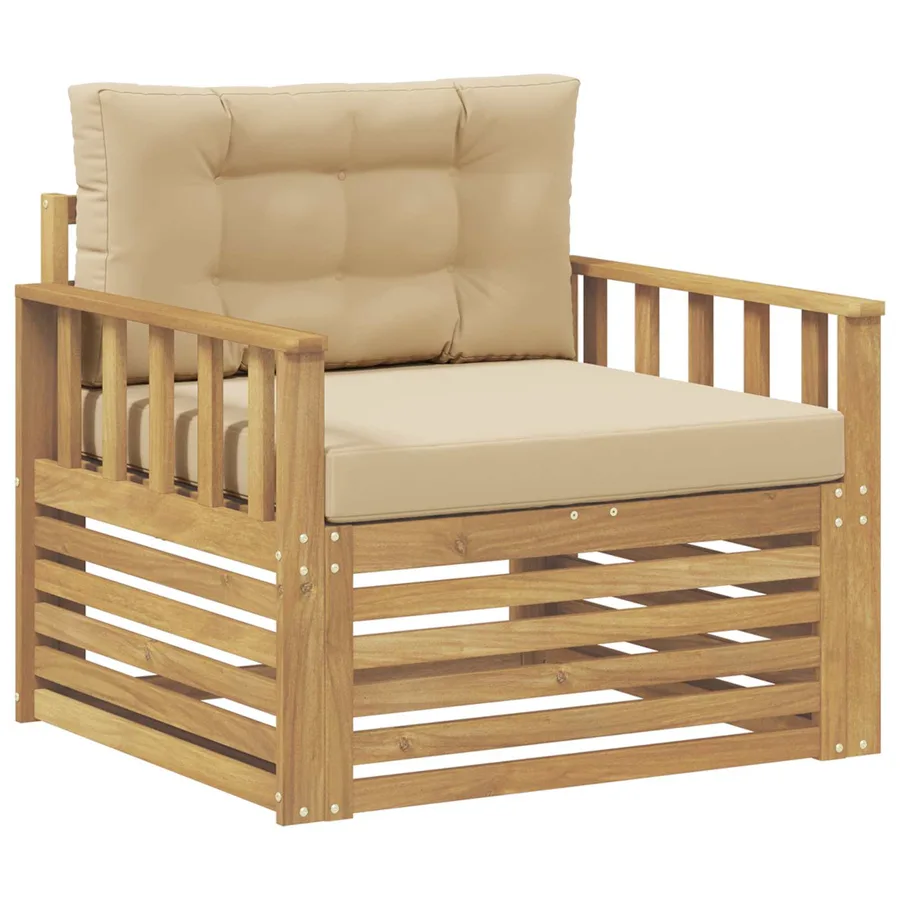 Canapé d’extérieur Polyester Blanc et beige - 2