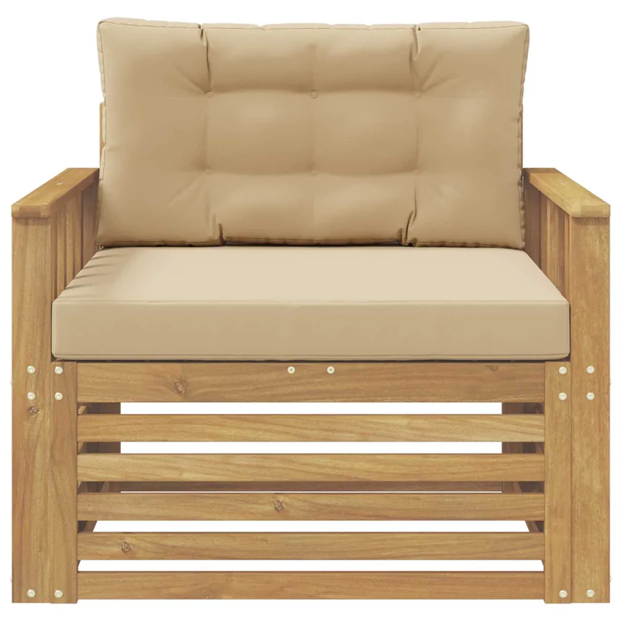 Canapé d’extérieur Polyester Blanc et beige - 3