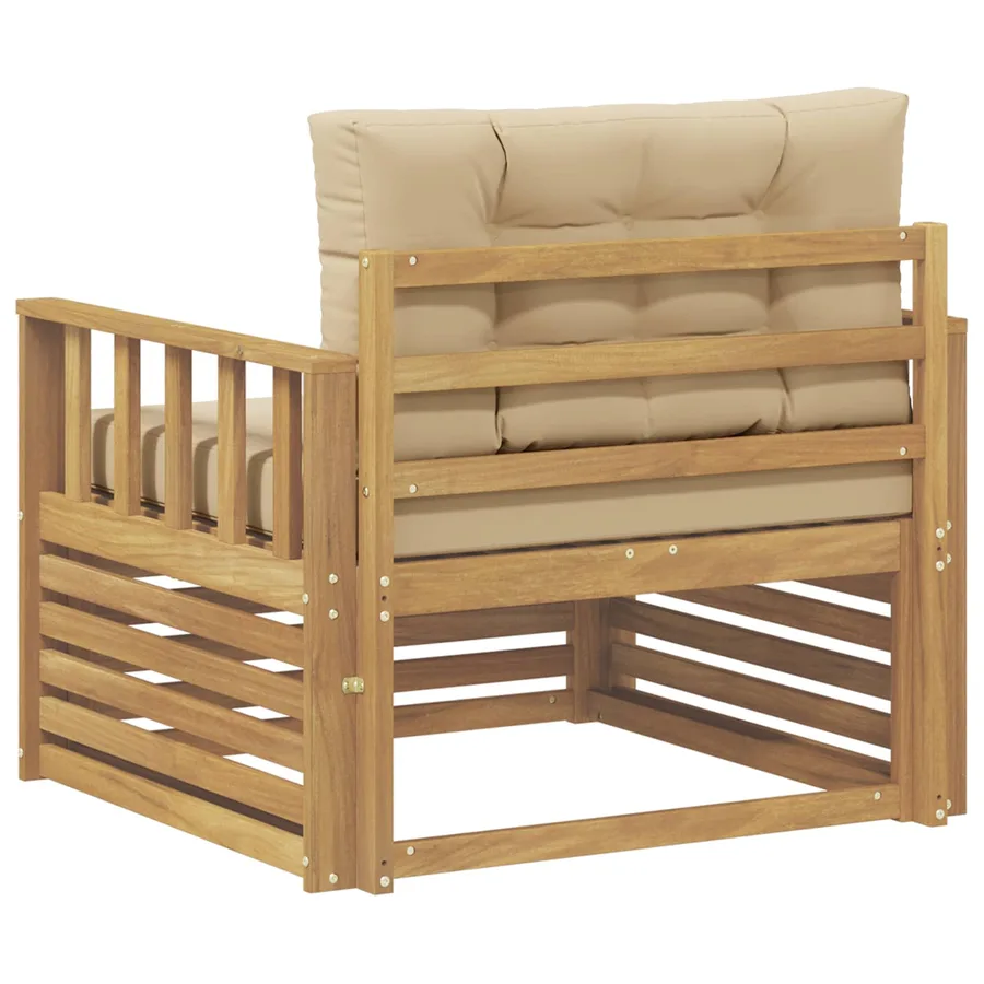 Canapé d’extérieur Polyester Blanc et beige - 5