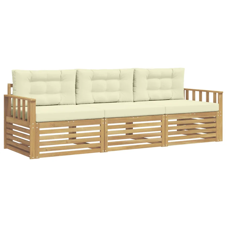 Ensemble de canapés d'extérieur 3 pc Blanc et crème Polyester - 2