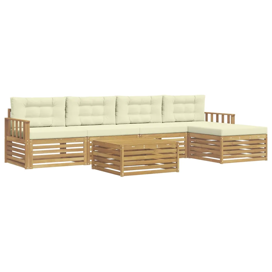 Ensemble de canapés d'extérieur 7 pc Blanc et crème Polyester - 2