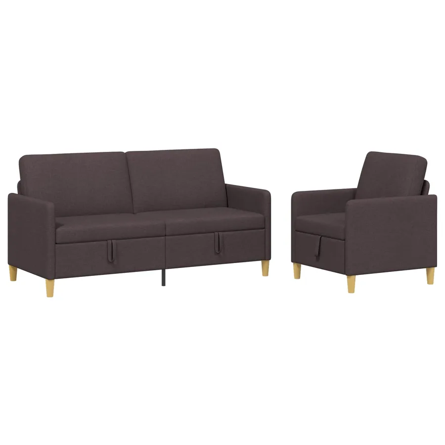 Canapé avec rangement 2 pcs Marron foncé Polyester - 2