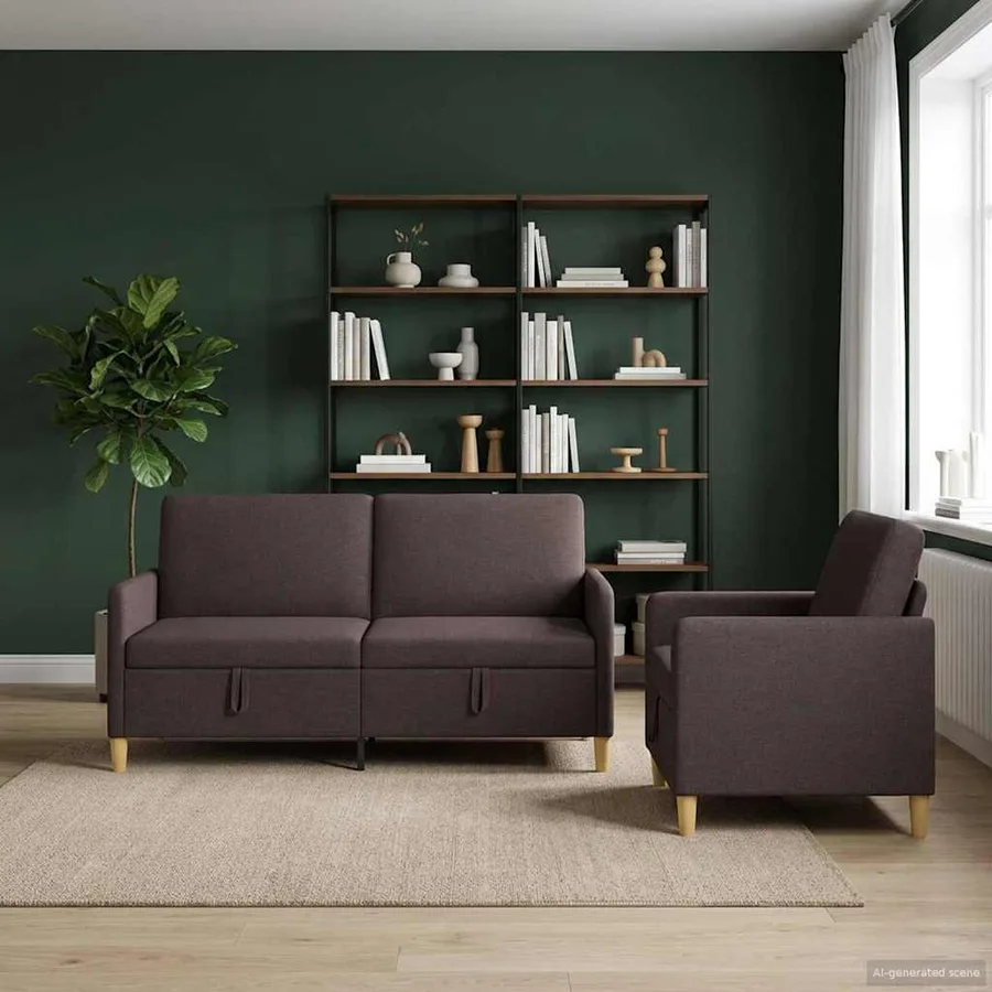 Canapé avec rangement 2 pcs Marron foncé Polyester - 3
