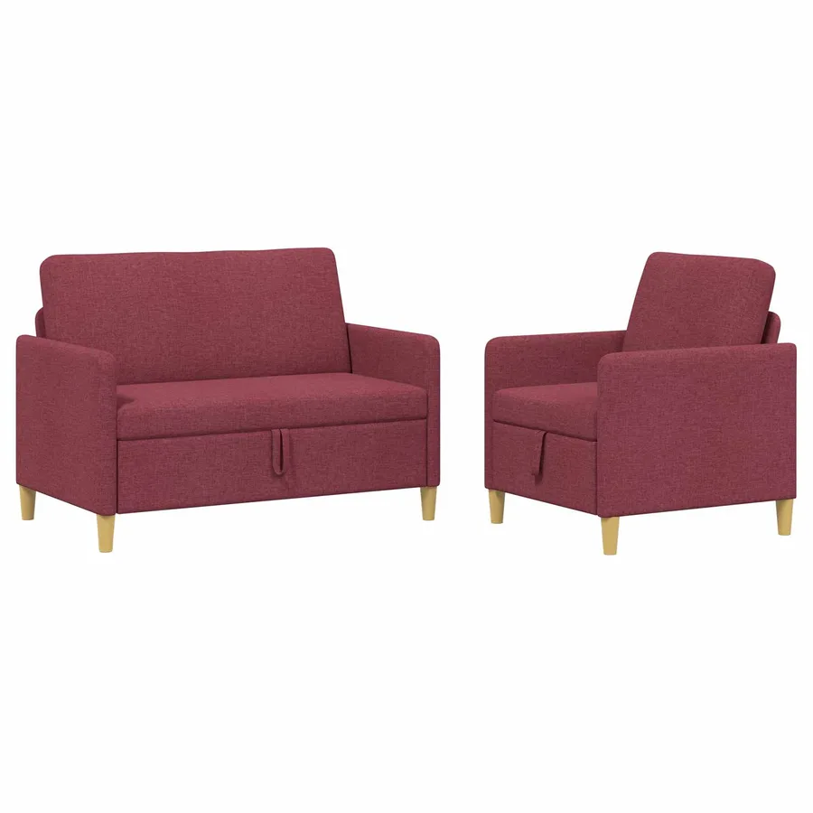Canapé avec rangement 2 pcs Bordeaux Polyester - 2