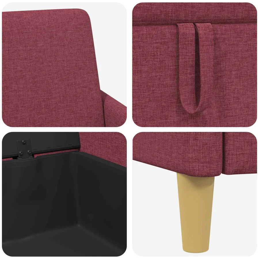 Canapé avec rangement 2 pcs Bordeaux Polyester - 6