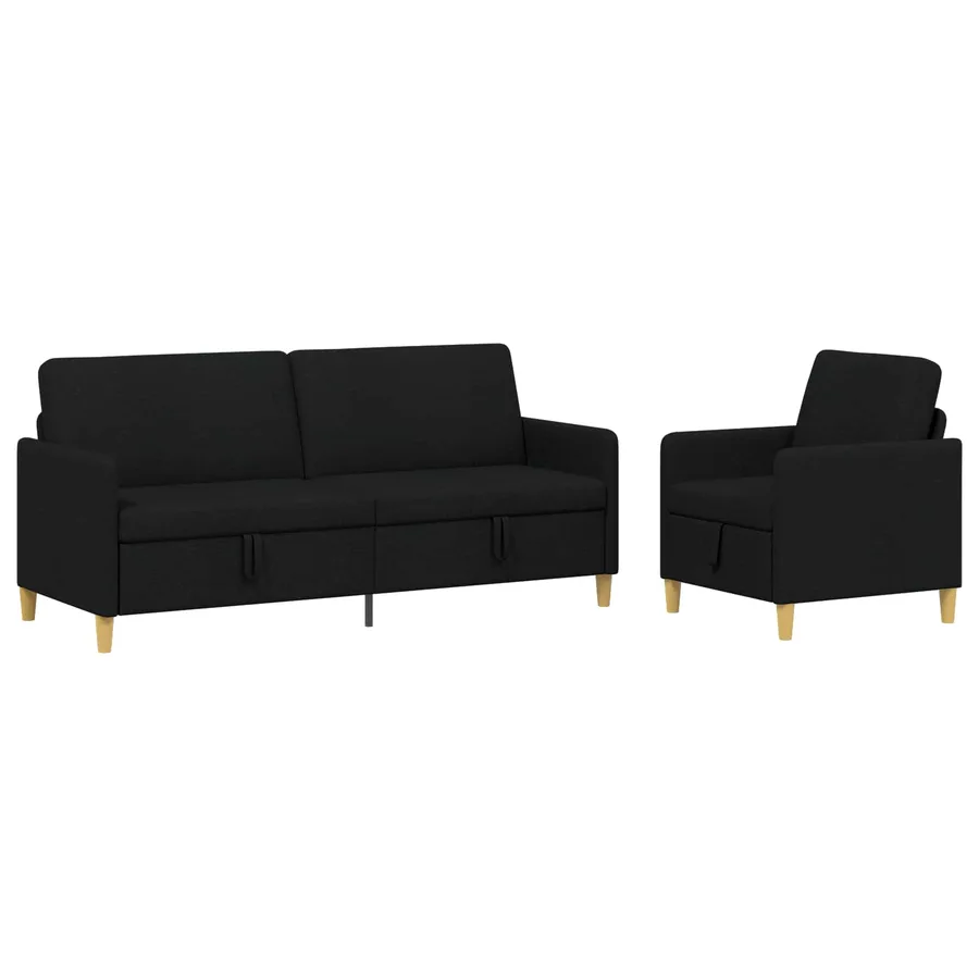 Canapé avec rangement 2 pcs Noir Polyester - 2