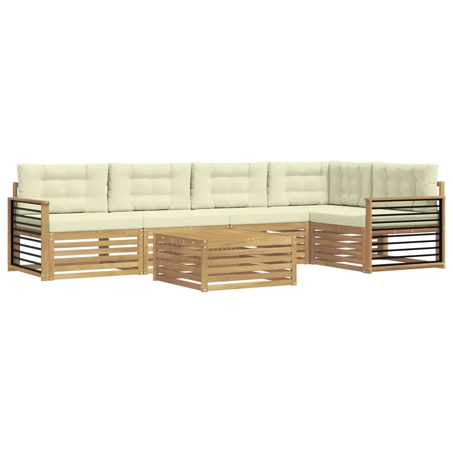 Ensemble de canapés d'extérieur 6 pc Blanc et crème Polyester - 2