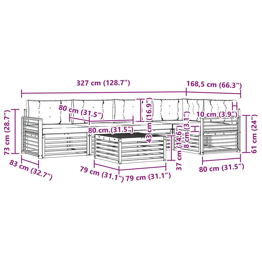 Ensemble de canapés d'extérieur 6 pc Blanc et crème Polyester - 8