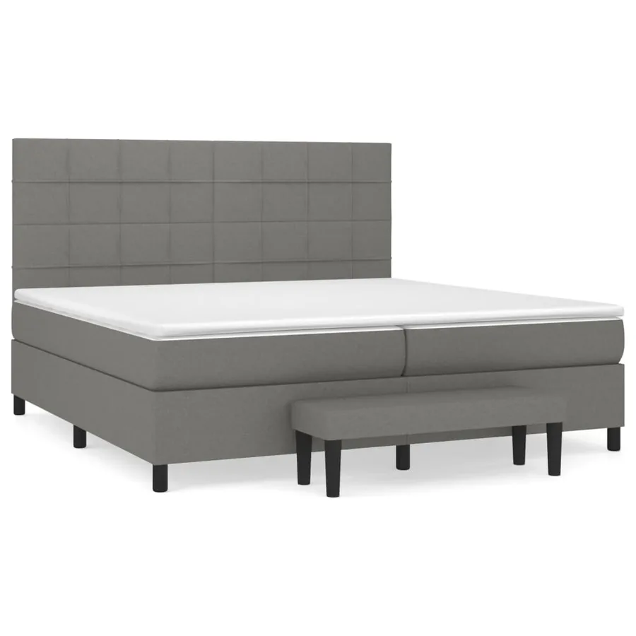 Sommier à lattes de lit avec matelas Gris foncé 200x200cm Tissu - 2
