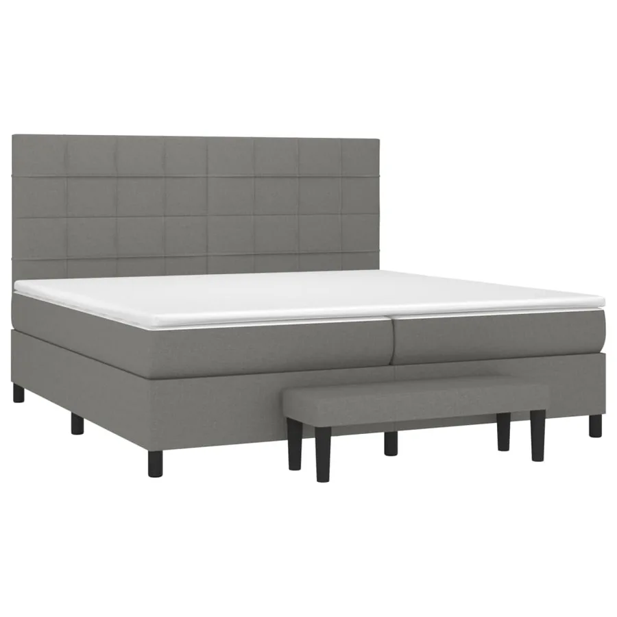 Sommier à lattes de lit avec matelas Gris foncé 200x200cm Tissu - 3